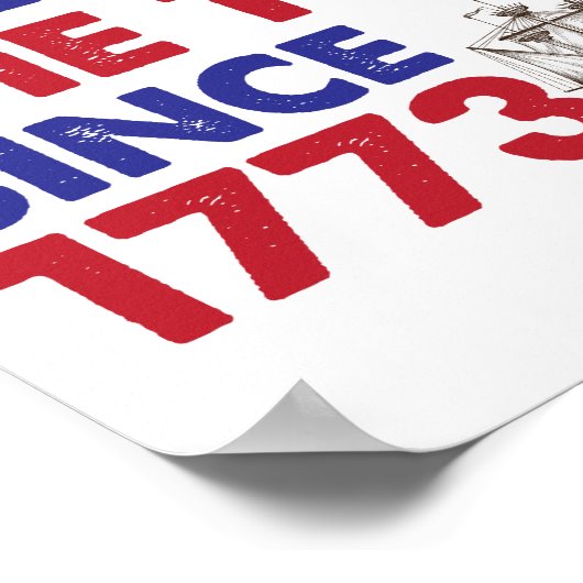 Het invullen van de thee sinds 1773, patriottisch, poster (Hoek)