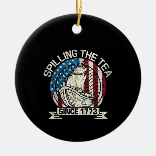 het invullen van de thee sinds 1773 patriottische keramisch ornament (Voorkant)