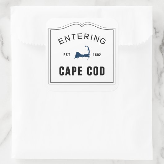 Het inzenden van Maap Cod Massachusetts Sign Wedde Vierkante Sticker (Tas)