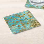 Het iriserende Blauwgroen Goud schittert de Kartonnen Onderzetters (Schuin)