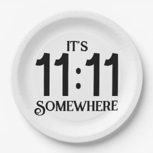 Het is 11:11 ergens numerologie manifesterend geta papieren bordje