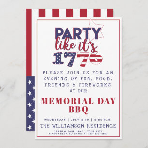 Het is 1776, Amerikaanse Flag Memorial Day BBQ Kaart