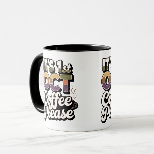 Het is 1 oktober koffie alsjeblieft mok (Voorkant links)