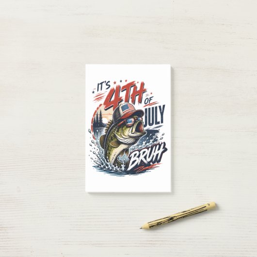 Het is 4 juli Baars Brute Vissen Post-it® Notes (Op bureau)