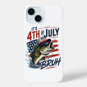Het is 4 juli Bass Brute Vissen iPhone 15 Case