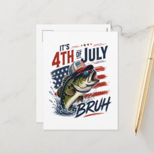 Het is 4 juli Bass Brute Vissen Feestdagenkaart