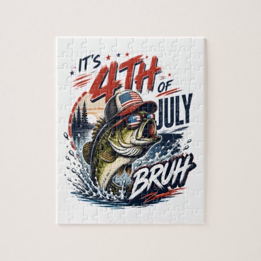 Het is 4 juli Bass Brute Vissen Legpuzzel (Verticaal)