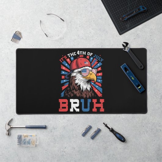 Het is 4 juli bro Bald Adelaar Patriottisch Bureaumat (Werkstation)