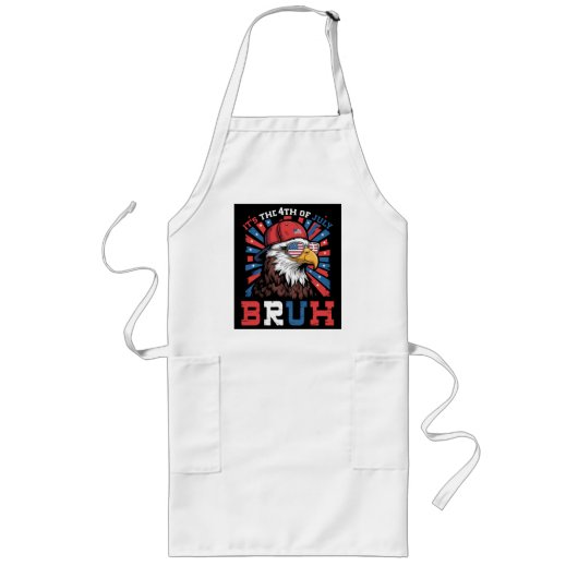 Het is 4 juli bro Bald Adelaar Patriottisch Lang Schort (Voorkant)