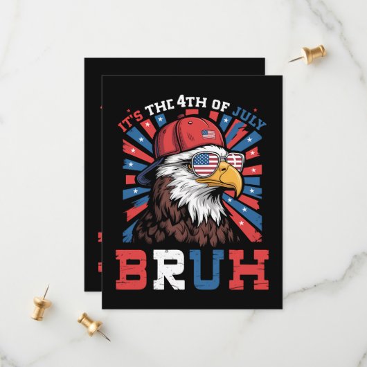 Het is 4 juli bro Bald Adelaar Patriottisch Save The Date (Voorkant / Achterkant in situ)