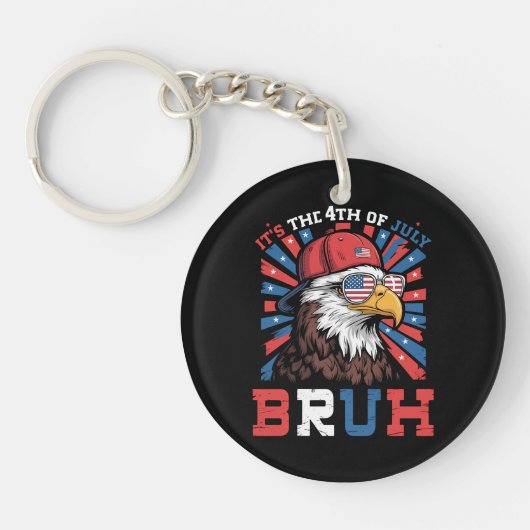 Het is 4 juli bro Bald Adelaar Patriottisch Sleutelhanger (Voorkant)