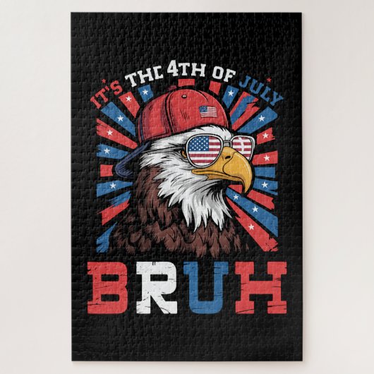 Het is 4 juli bro Bald Eagle Patriottisch Legpuzzel (Verticaal)