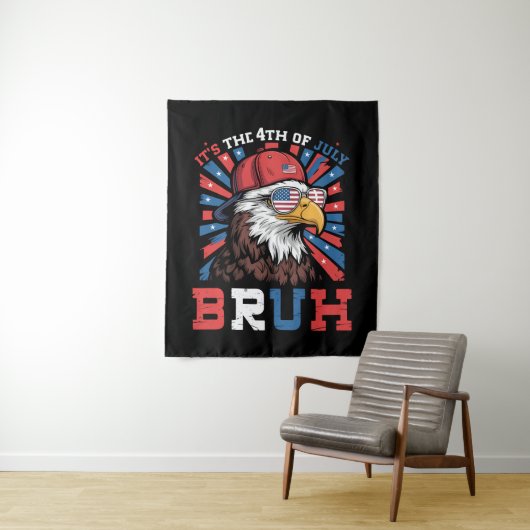 Het is 4 juli bro Bald Eagle Patriottisch Wandkleed (In situ)