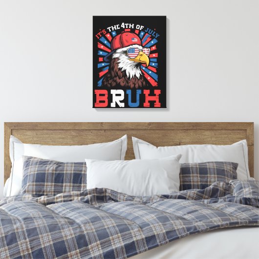 Het is 4 juli bro kale adelaar patriottisch canvas afdruk (Insitu (Slaapkamer))