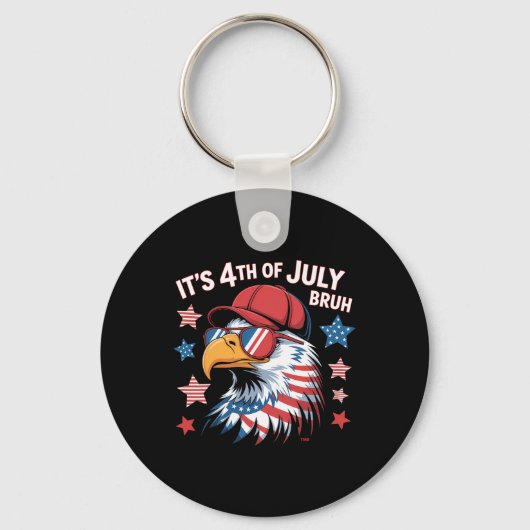 Het is 4 juli Bruh Amerikaanse Zeearend Jongens Sleutelhanger (Voorkant)