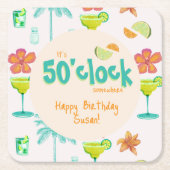 Het is 50 uur ergens feest thema kartonnen onderzetters (Voorkant)