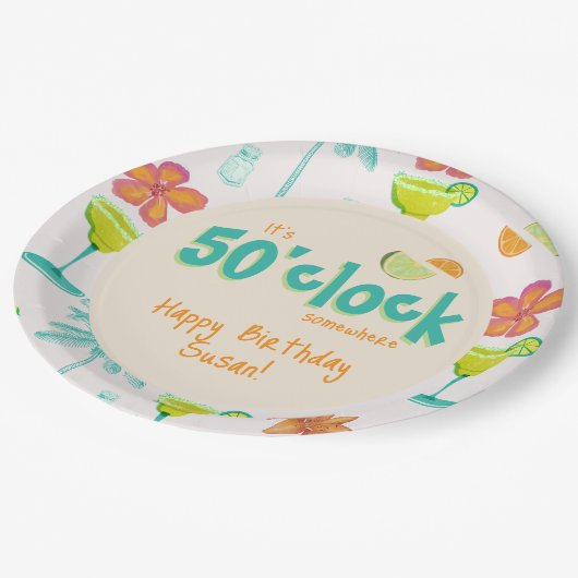 Het is 50 uur ergens feest thema papieren bordje (Gekanteld)