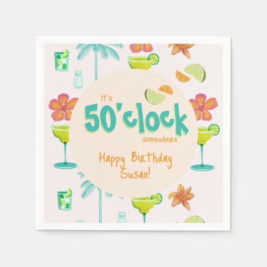 Het is 50 uur ergens feest thema servet (Voorkant)