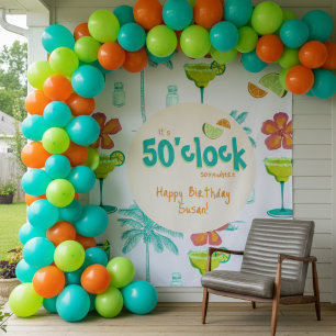 Het is 50 uur ergens feest thema wandkleed