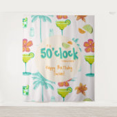 Het is 50 uur ergens feest thema wandkleed (Voorkant)