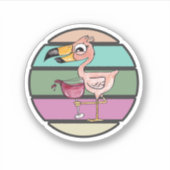 Het is 5 uur ergens roze flamingo sticker (Voorkant)