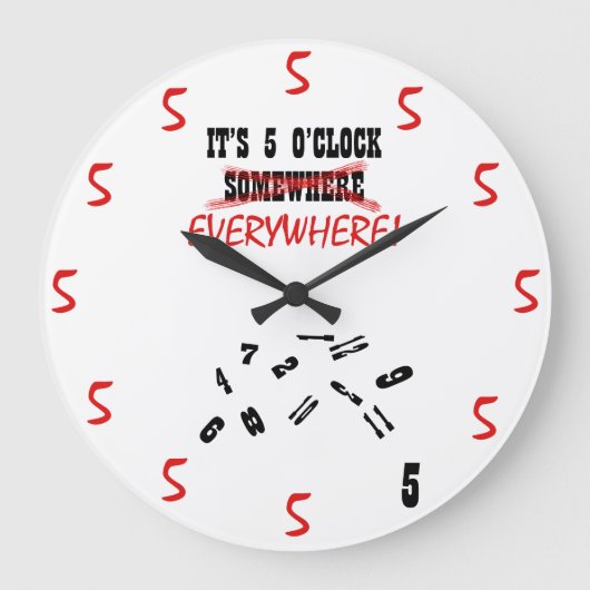 Het is 5 uur overal. grote klok (Voorkant)