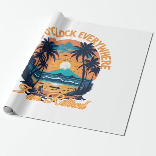 Het is 5 uur overal waar ik met pensioen ben cadeaupapier (Uitgerold)