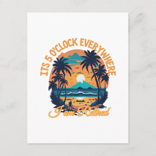 Het is 5 uur overal waar ik met pensioen ben informatiekaartje (Achterkant)