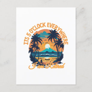 Het is 5 uur overal waar ik met pensioen ben informatiekaartje