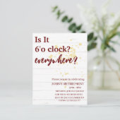 Het is 6 uur overal grappig pensioen gewoonte briefkaart (Staand voorkant)