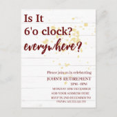 Het is 6 uur overal grappig pensioen gewoonte briefkaart (Voorkant)