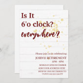 Het is 6 uur overal grappig pensioen gewoonte kaart (Voorkant / Achterkant)