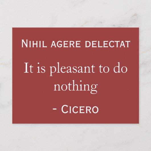 Het is aangenaam om niets te doen briefkaart (Voorkant)