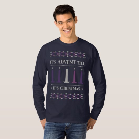Het is Advent tot het kerstfeest Mannen lang Sleev T-shirt (Voorkant volledig)