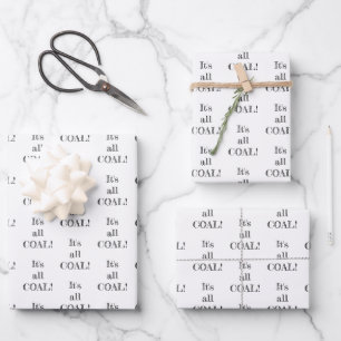 Het is All Coal KerstWhite Black Novelty Inpakpapier Vel