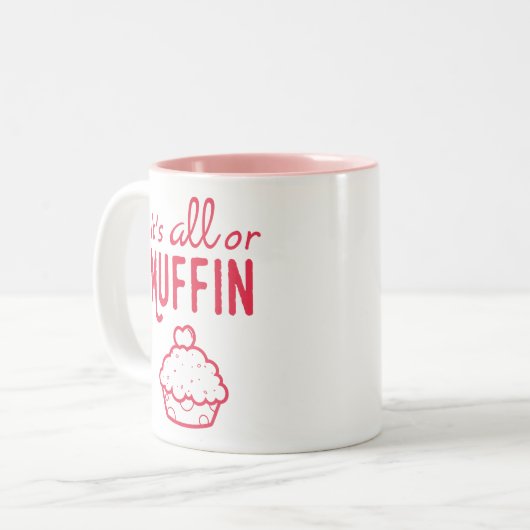 Het is All of Muffin Funny Mug Tweekleurige Koffiemok (Voorkant links)