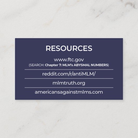 Het is allemaal een Scam - Visitekaartje (Achterkant)