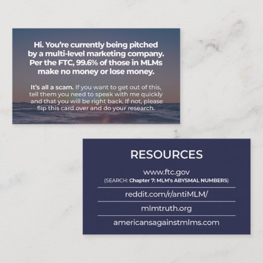 Het is allemaal een Scam - Visitekaartje (Voorkant / Achterkant)