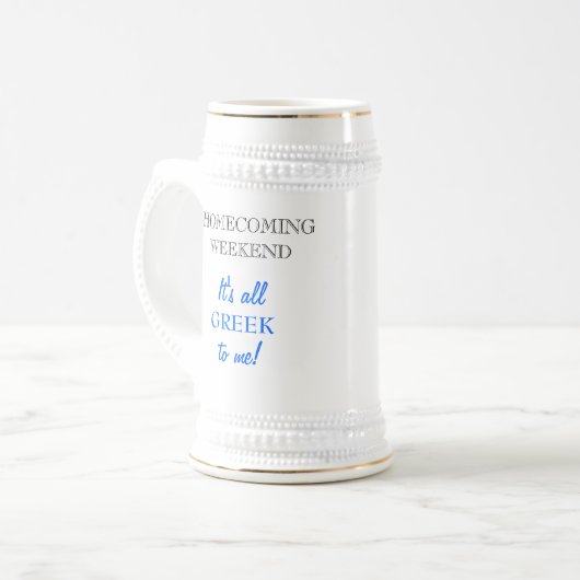 "Het is allemaal GRIEK voor mij!" stein (keramiek) Bierpul (Voorkant links)