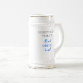 "Het is allemaal GRIEK voor mij!" stein (keramiek) Bierpul (Voorkant rechts)