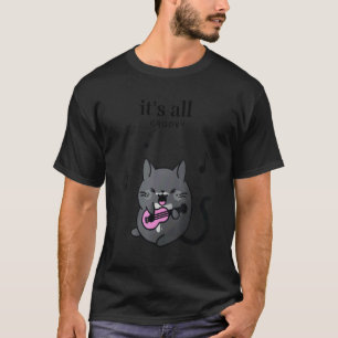 Het is allemaal groovy vrouwen zwarte smoking kat t-shirt