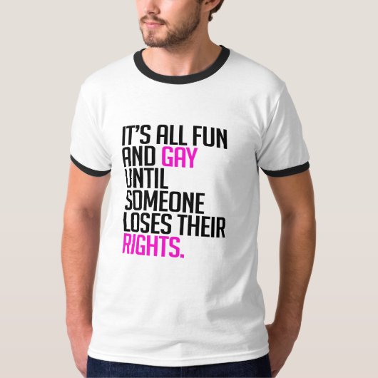 Het is allemaal leuk en homo tot t-shirt (Voorkant)