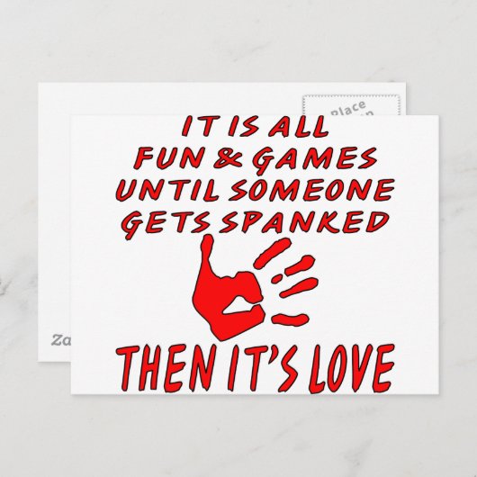 Het is allemaal plezier en games tot iemand wordt  briefkaart (Voorkant / Achterkant)