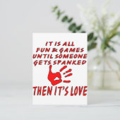 Het is allemaal plezier en games tot iemand wordt briefkaart (Staand voorkant)