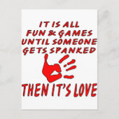 Het is allemaal plezier en games tot iemand wordt briefkaart (Voorkant)