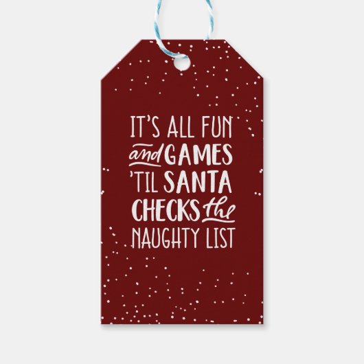 Het is allemaal plezier & games ondeugende lijst K Cadeaulabel (Voorkant)