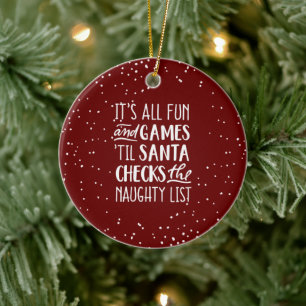 Het is allemaal plezier & games ondeugende lijst K Keramisch Ornament