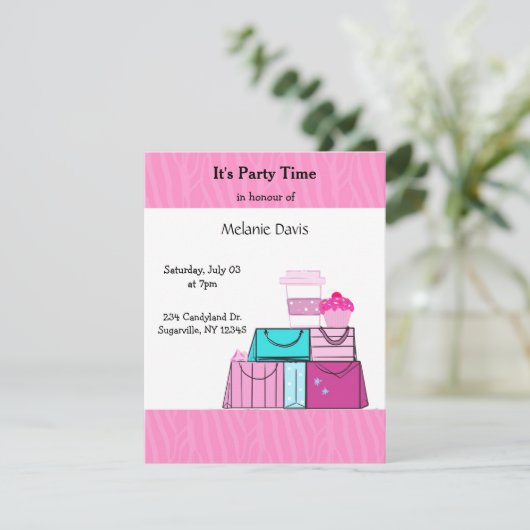 Het is allemaal roze feest kaart (Staand voorkant)