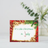 Het is als Kerstmis in juli Briefkaart (Staand voorkant)