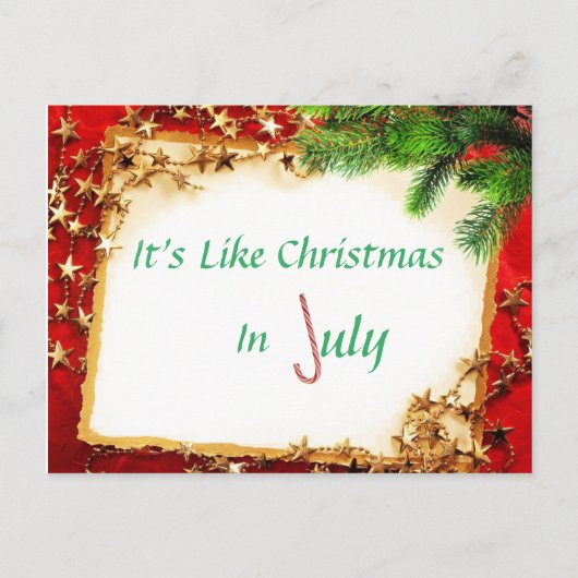 Het is als Kerstmis in juli Briefkaart (Voorkant)